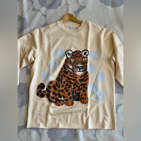 Marimekko Sweater Hiirenvirna Kaksoset Tiger Off White Brown Gray Size M - Picture 7 of 15